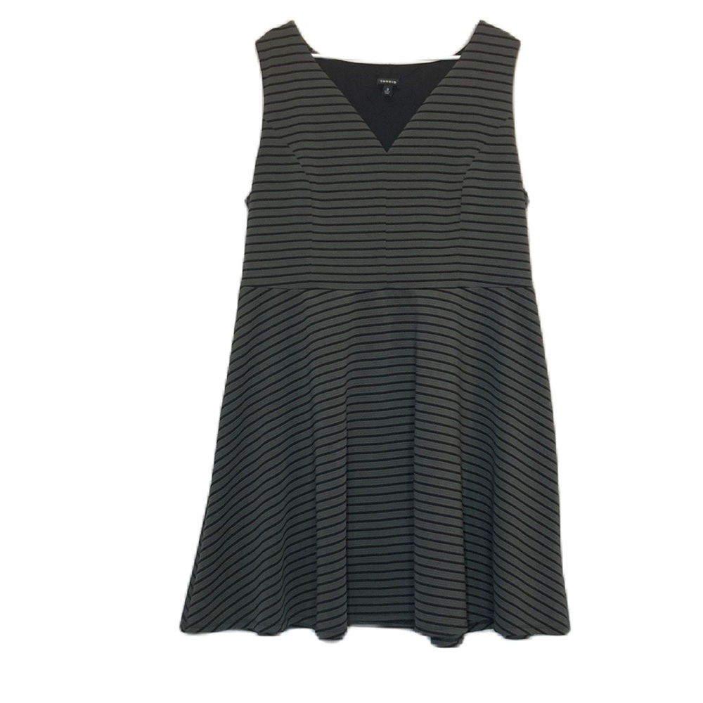 Torrid Black and Gray Striped Dress
